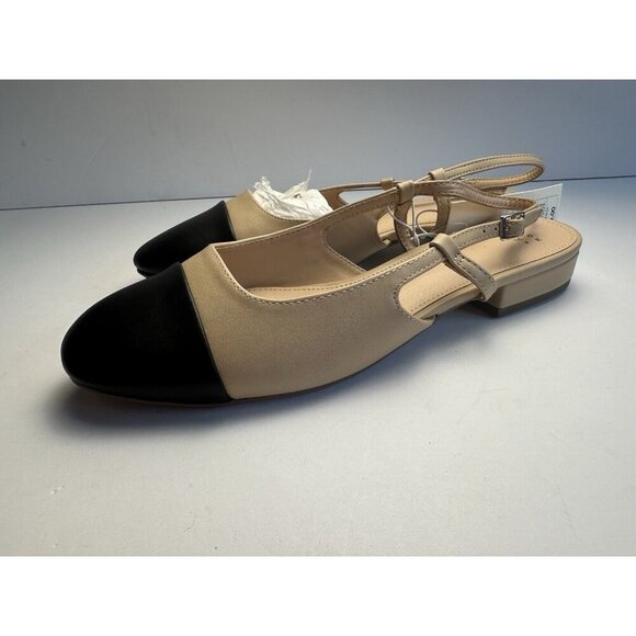 Women's Maxine Slingback Ballet Flats - A New Day Tan Cap Toe Size 8.5 NWT - Picture 2 of 10